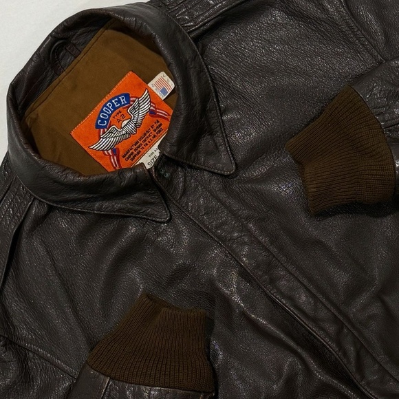 Cooper Other - Vintage 90s Cooper Type A-2 Flight Jacket 44L Goatskin Leather Made USA Bomber